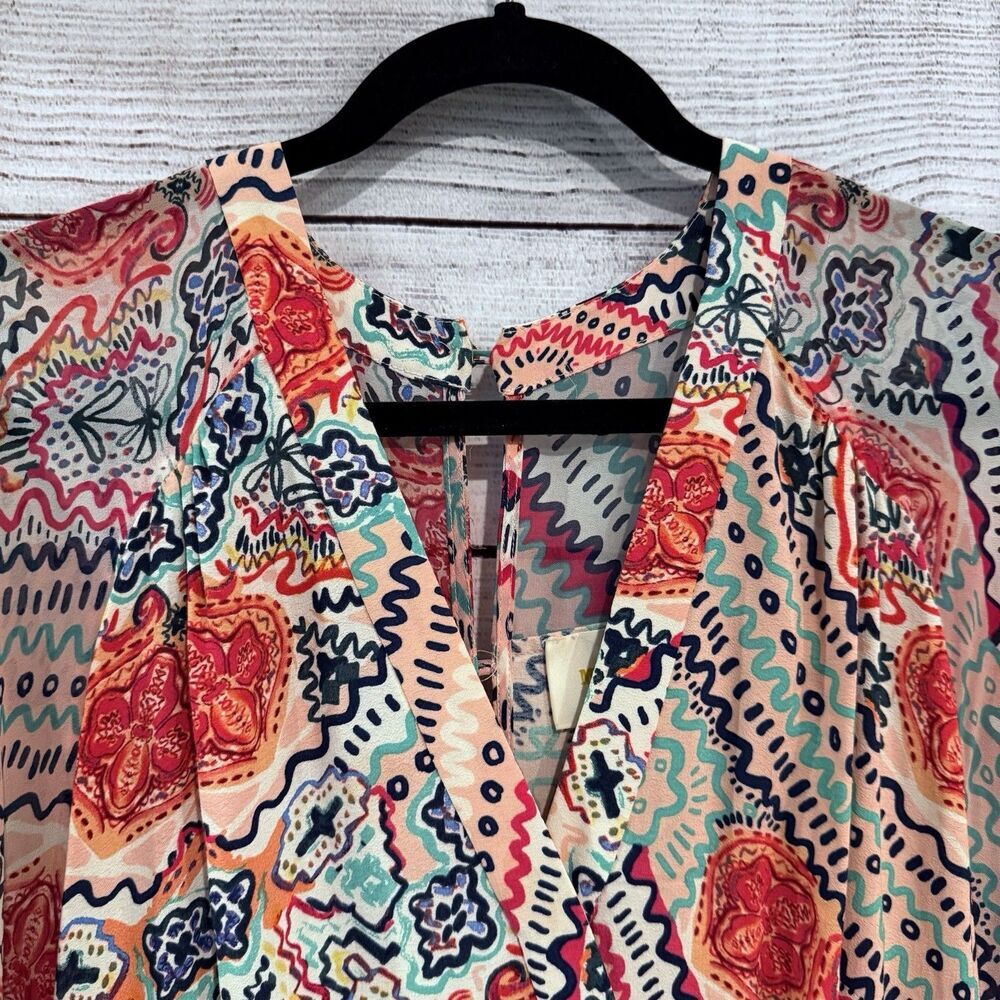 Anthropologie Maeve Siya Kimono Mini Dress Size 4 Multicolored Floral - Picture 6 of 15